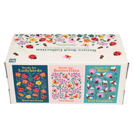 Rex London Nature Seed Collection box featuring wildflower seeds for ladybirds, butterflies, and bees.