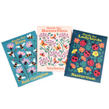 Three flower seed packets for bees, butterflies, and ladybirds: Red Campion, Verbena, and Nasturtium wildflower seeds.