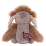 Back view of a grey plush creature with a brown fluffy mane, floppy ears, and a Charlie Bears brand tag.