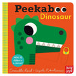 Colorful children's book cover titled "Peekaboo Dinosaur" features a playful green dinosaur illustration on an orange background, promising interactive fun.