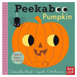 Front view of the illustrated Peekaboo Pumpkin board book, showing an orange pumpkin on a teal background.