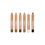 Set of six Namaki organic face painting pencils in natural shades, including green, brown, gold, white, and black, displayed on a white background.