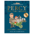 Cover of "Percy The Park Keeper: A Classic Treasury" by Nick Butterworth. Percy, a smiling character, stands with animals in a wheelbarrow on a blue background.
