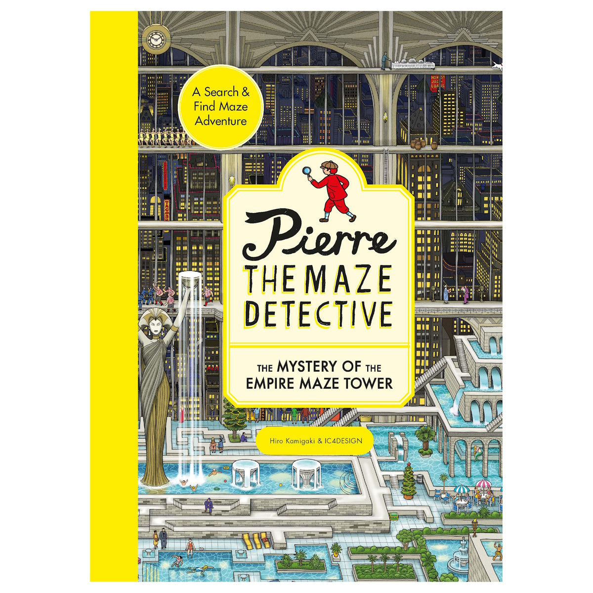 Pierre the Maze Detective: The Mystery of the Empire Maze Tower book cover featuring a detailed building and pools.