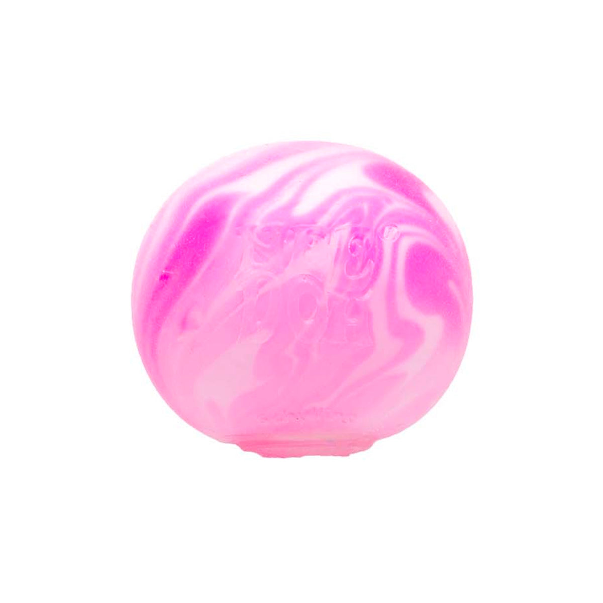 Pink and white Teenie NeeDoh Swirl squishy stress ball with a marbled pattern on a white background.