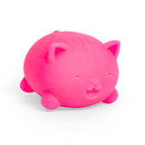Pink NeeDoh Teenie Cool Cat squishy stress toy in neon pink with a smiling cat face on a white background.