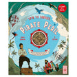 Book cover for Spin to Survive Pirate Peril by Emily Hawkins, featuring pirates, a compass, and tropical island scenes.