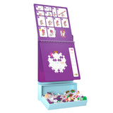 Plus-Plus Activity Pad Enchanted Forest set with 3D fairy instructions, puzzle guide, and colorful building pieces.