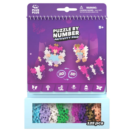 Plus-Plus Puzzle by Number Activity Pad Enchanted Forest set with 125 2D and 3D building pieces for ages 5 and up.