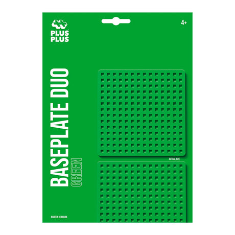 Plus-Plus Baseplate Duo in green, featuring two building baseplates for 2D and 3D stem construction toy creations.