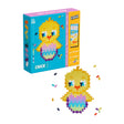 Plus-Plus Puzzle by Number Chick set featuring a yellow chick in a colorful egg made of 250 interlocking plastic pieces.