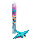 Plus-Plus Tube Manta Ray 100-piece building set with assembled blue and orange toy ray on a white background.
