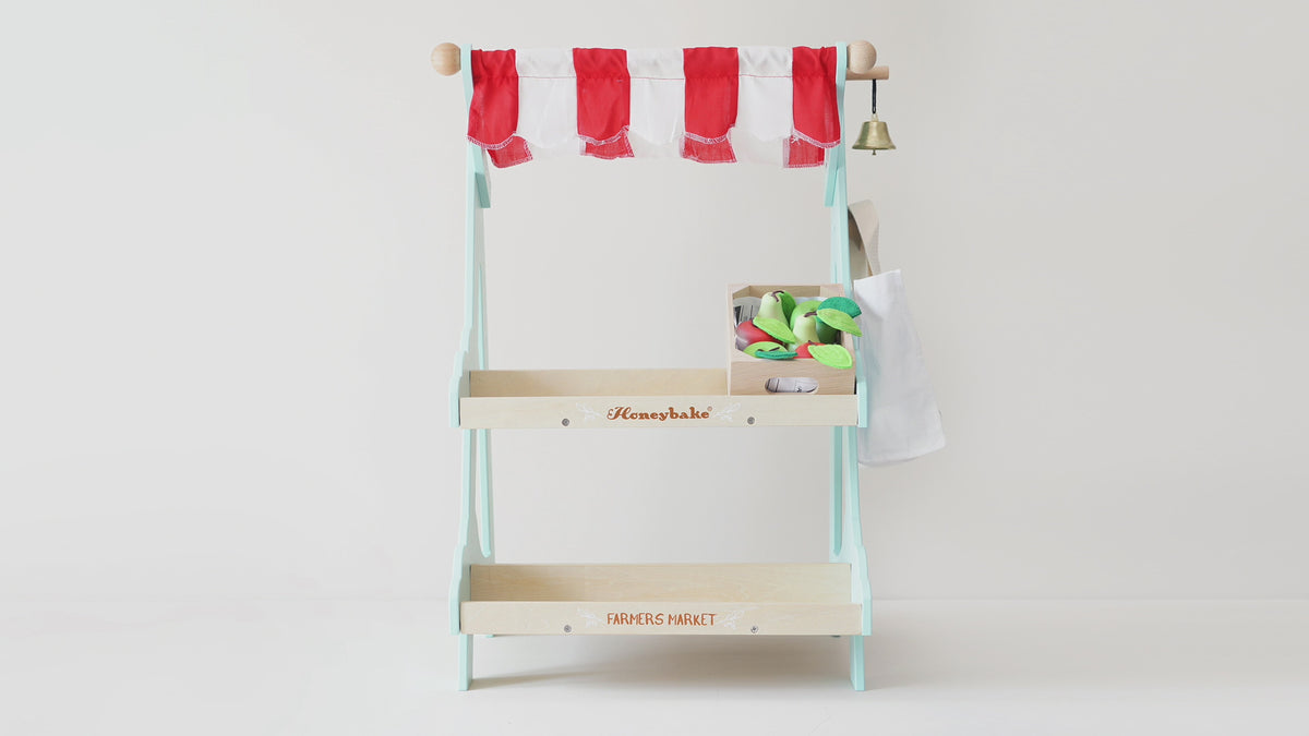 Wooden Market Stall & Fruit Play Food Crate