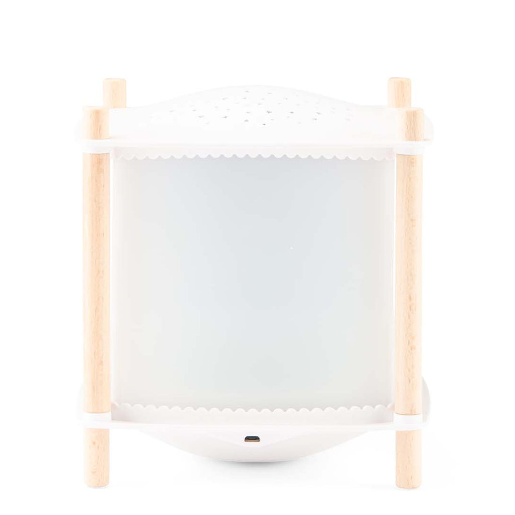 The lamp has a cute, playful design and a cozy ambiance.