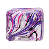 NeeDoh Niceberg Swirl squishy stress ball in purple, pink, and black marble. Cube-shaped fidget toy for sensory play.
