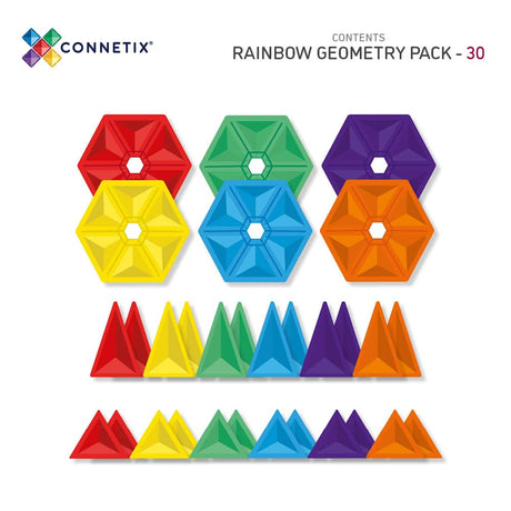 CONNETIX Magnetic Tiles RAINBOW Geometry Pack 30 pcs.