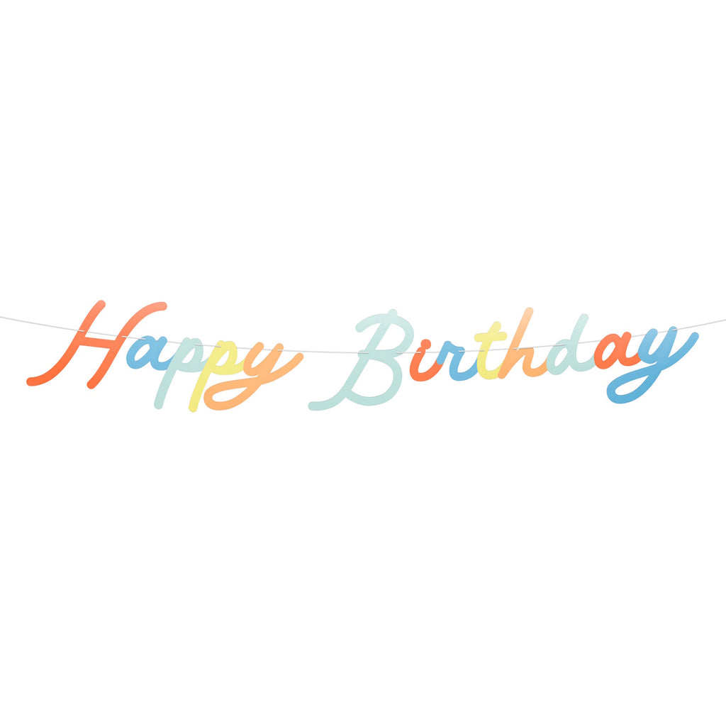 Rainbow Happy Birthday Garland with bright, bold letters and rainbow accents, perfect for adding a joyful, colourful touch to birthday party decorations.