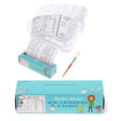 Box and roll of kids' coloring and game paper titled "On Our Street," featuring whimsical drawings of shops. Includes a colorful pen. Fun and playful tone.
