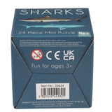 Rex London shark mini puzzle packaging back view with barcode, safety warnings, and 3+ age recommendation.