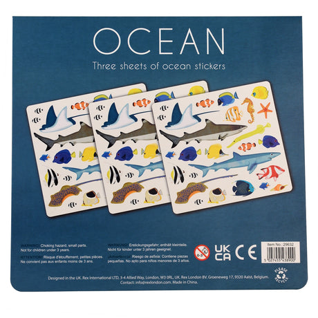 Rex London Shark stickers (3 sheets) - Ocean animals