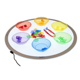 A circular LED panel with adjustable brightness and color-changing options, ideal for sensory play, color exploration, and interactive learning.