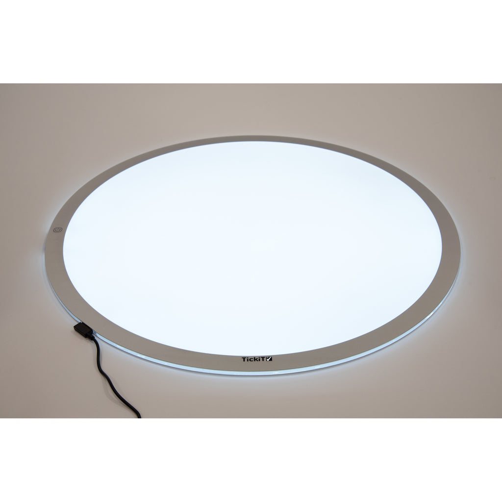 A circular LED panel with adjustable brightness and color-changing options, ideal for sensory play, color exploration, and interactive learning.
