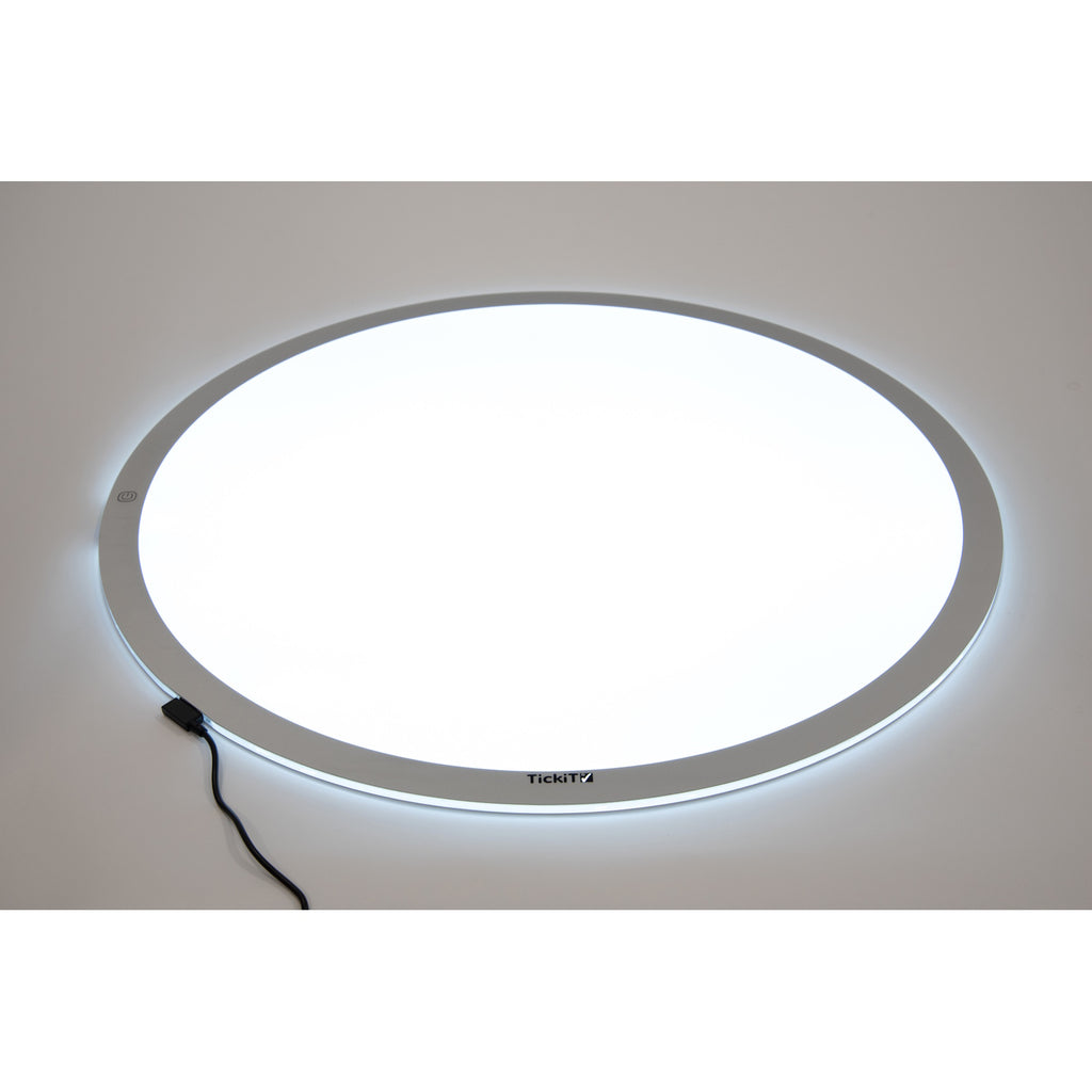 A circular LED panel with adjustable brightness and color-changing options, ideal for sensory play, color exploration, and interactive learning.