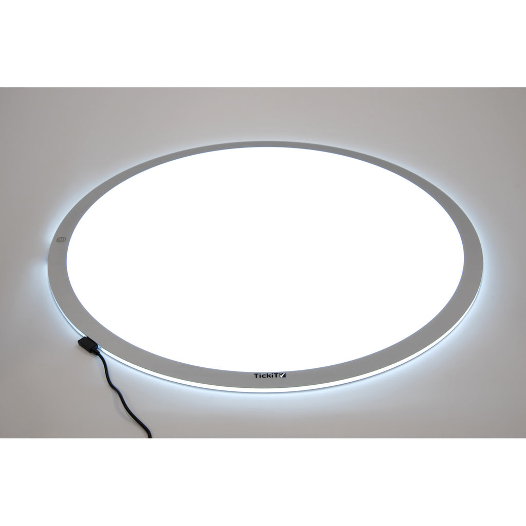 A circular LED panel with adjustable brightness and color-changing options, ideal for sensory play, color exploration, and interactive learning.