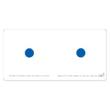 Inside page of Say Zoop! by Hervé Tullet showing two blue dots on a white background with interactive reading instructions.