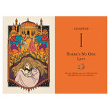 Illustrated book spread for The Secret Garden Chapter 1 with colorful Indian-inspired art and orange title page.