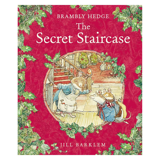 Cover of The Secret Staircase by Jill Barklem from the Brambly Hedge series, showing mice on stairs.
