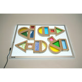 A set of wooden blocks with different textures, sounds, and visual elements, designed to engage children's senses and support early development.
