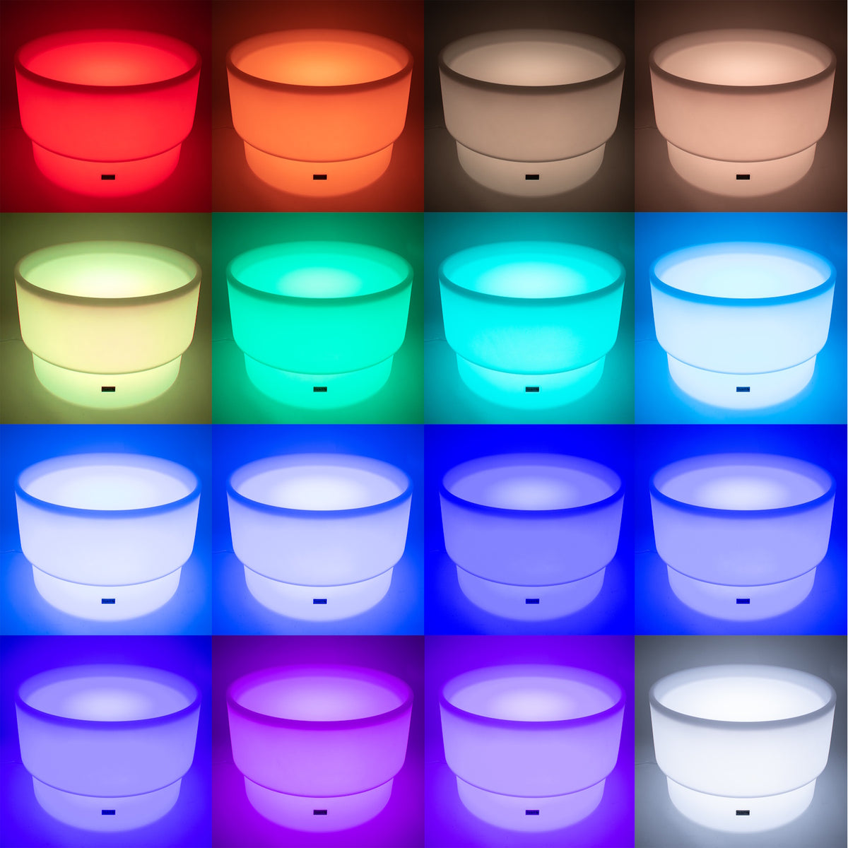 An illuminated LED table with a deep circular well, designed for sensory play, color exploration, and interactive learning activities.