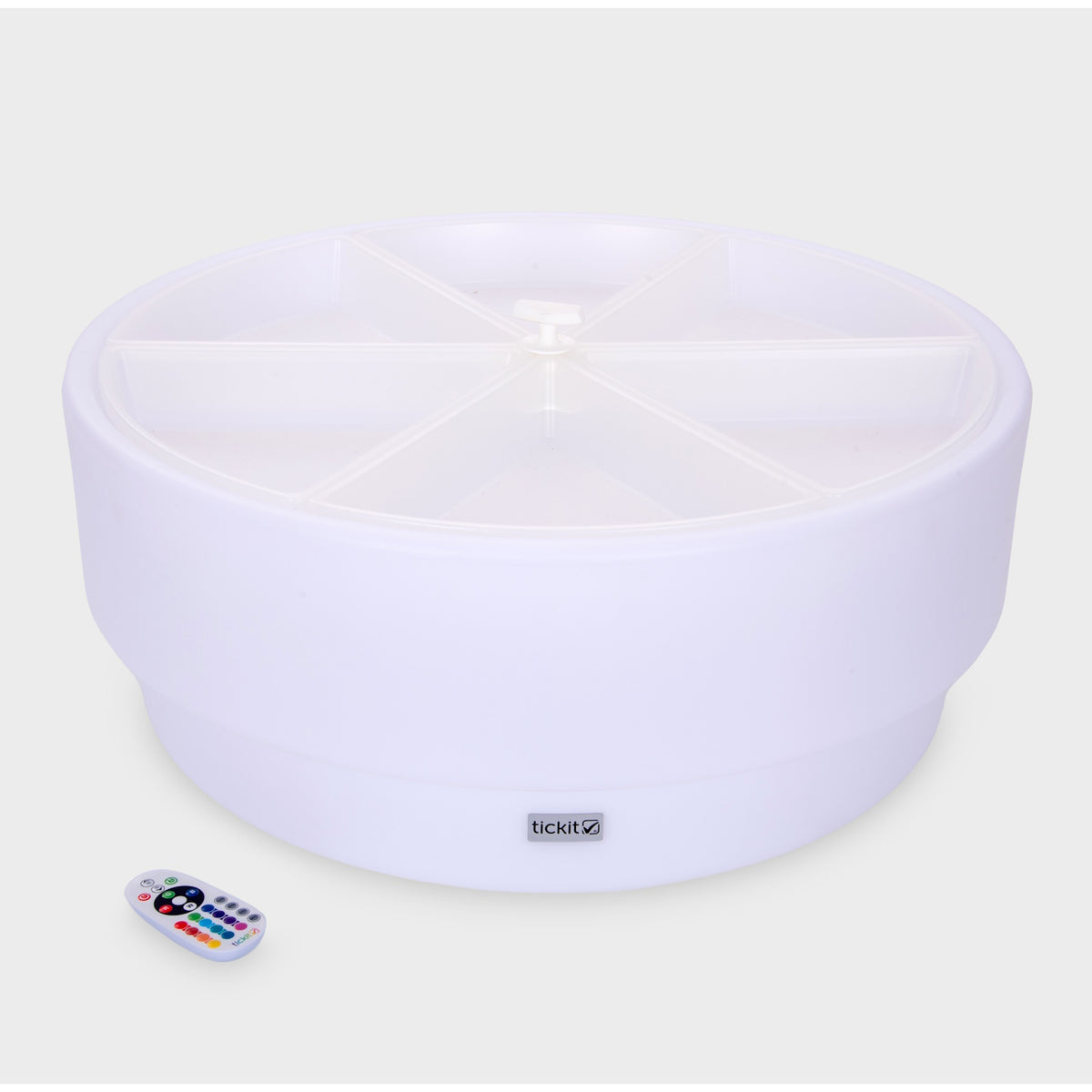 A softly glowing LED table with a shallow well, designed for sensory exploration, water play, and immersive learning experiences.