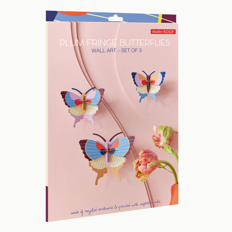 Studio Roof Set of 3 Plum Fringe Butterflies