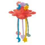 A colorful silicone pull toy with textured zip-like ridges, designed to support sensory development and fine motor skills in young children.