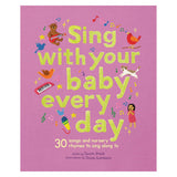 Book cover for Sing with Your Baby Every Day, featuring embroidered animals and musical notes on a pink background.