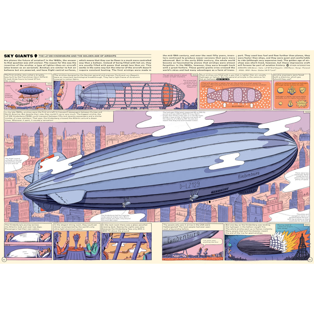 Sky High: A Soaring History of Aviation hardcover children's book, featuring vintage-style illustrations of airplanes in flight—an educational and inspiring journey through the history of aviation, perfect for young readers interested in flight and innovation.