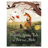The Slightly Spooky Tale of Fox and Mole book cover by Cecilia Heikkilä, featuring a fox, mole, and a monster shadow.
