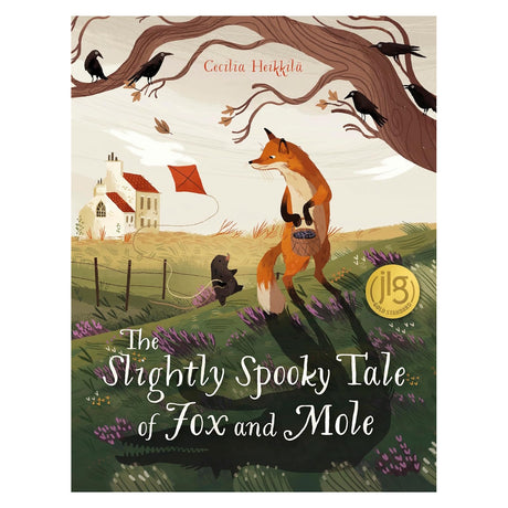The Slightly Spooky Tale of Fox and Mole book cover by Cecilia Heikkilä, featuring a fox, mole, and a monster shadow.