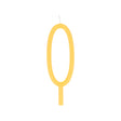 Slim yellow birthday candle shaped like the number 0 with a bottom stake.