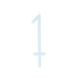 Slim light blue birthday candle shaped like the number 1 with a bottom stake.