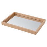 A compact wooden tray with a mirrored base, perfect for sensory play, loose parts exploration, and visual perception activities.