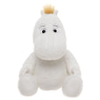 Plush toy resembling a white hippo with round eyes, small ears, and a tuft of blond hair on top. It sits upright, conveying a friendly and cute demeanor.
