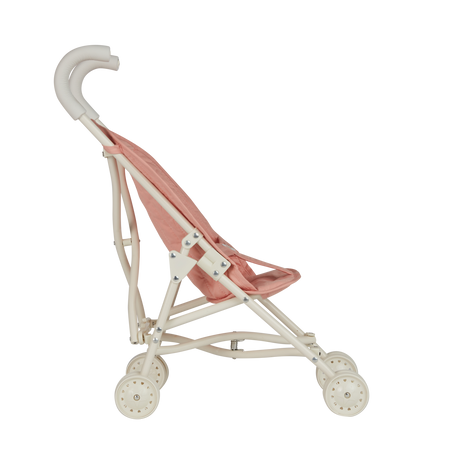 Olli Ella Sollie Stroller in Rose pink, side view toy doll stroller.