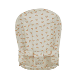 Off-white stroller seat liner with a subtle, colorful mini rainbow pattern.