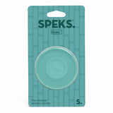 Speks Slabs circular silicone sensory sticker in green packaging.