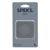 Speks Slabs square silicone sensory sticker in grey packaging.