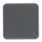 Square grey silicone sensory sticker with vertical grooved ridges.
