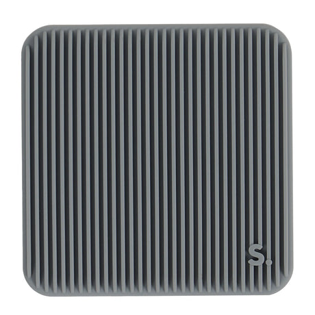 Square grey silicone sensory sticker with vertical grooved ridges.